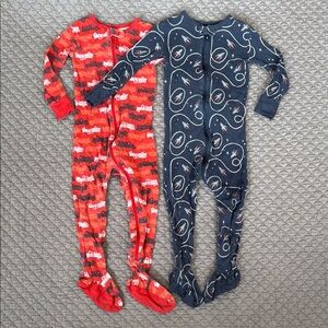 Fire Truck Red and Space Rocket Grey Footed Pajamas from Old Navy. Size 2T.
